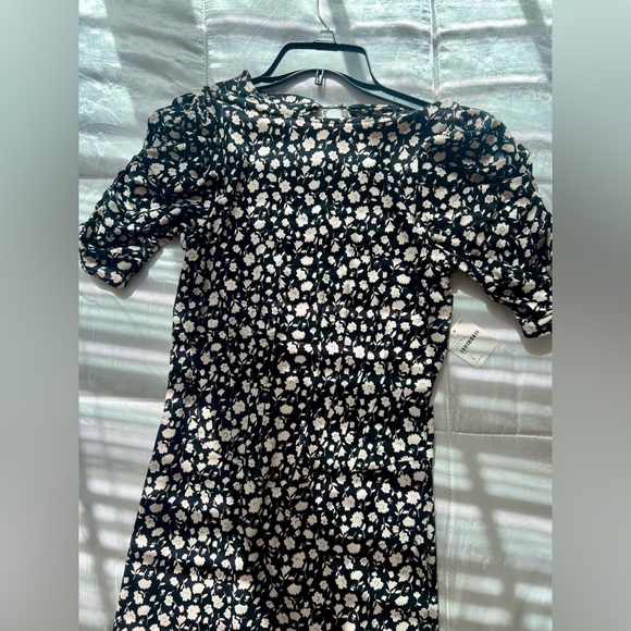 Free People Rosie Midi Dress Black White Floral Puff Sleeve Open Back Small NWT - Picture 16 of 16